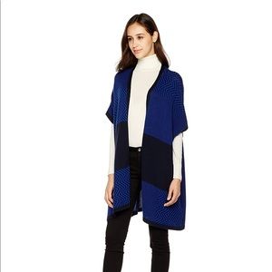 True Angel Royal Blue & Black Sweater Poncho M